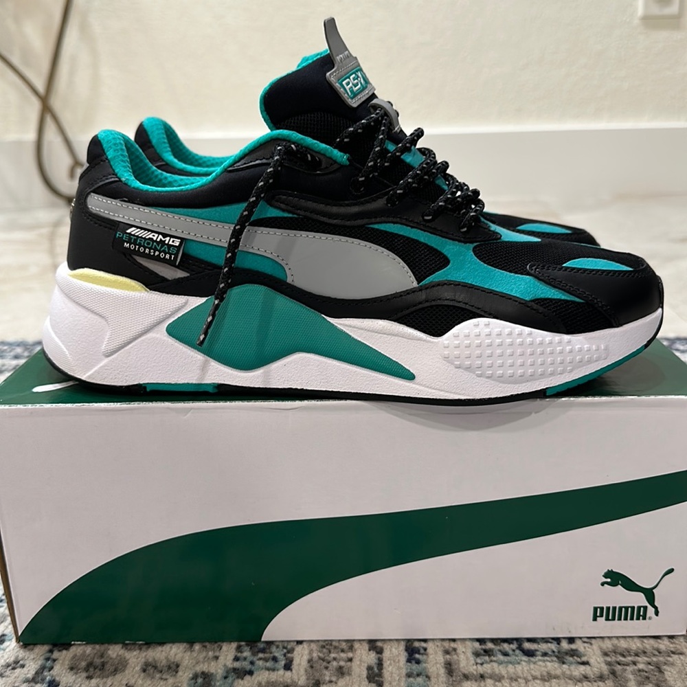 PUMA " AMG MERCEDES PETRONAS MOTORSPORT RS-X RUNNING ATHLETIC SHOES - 9.5